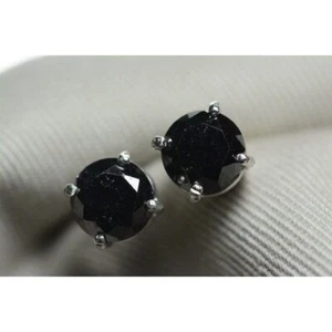 Black Diamond Stud Earrings 2.43 Carats Appraised At 2,430.00 Certified Real D63 - Picture 1 of 5
