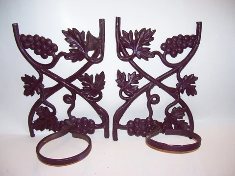 Antique Cast Iron Grape Architectural Garden Plant Holders WOW - Pair Cover