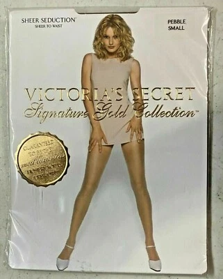 2 Victoria's Secret Sheer Seduction Sheer Waist Pantyhose-Small-Mink-Poly-bag - Image 1 of 4