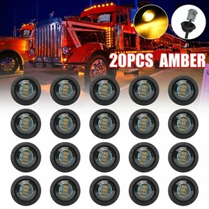 Luces marcadoras laterales LED redondas de ámbar ahumado de 3/4" para remolque camioneta RV - Imagen 1 de 35