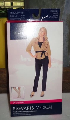 Sigvaris 20-30mmHg Knee High Medical Compress MOCHA EVERSHEER LS- 782CLSW85 NIB - Image 1 of 3