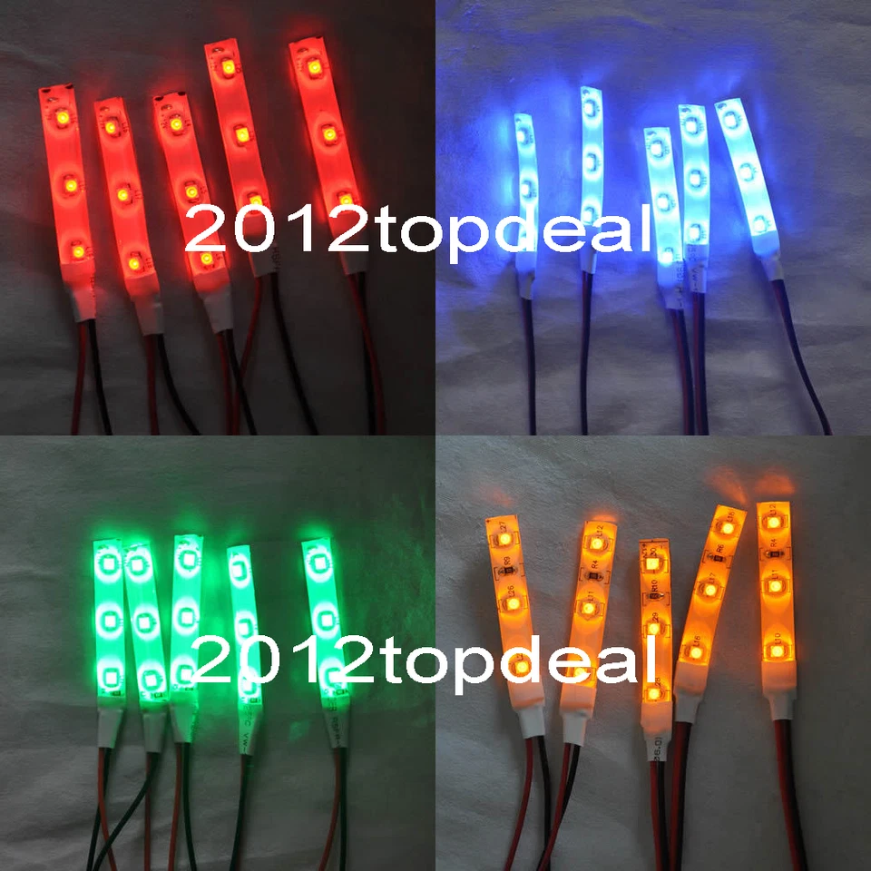 1-10PCS 3528 SMD Red Green Blue White 3LED Strip Light IP65 DC 12V Car Lamp - Image 1 of 1