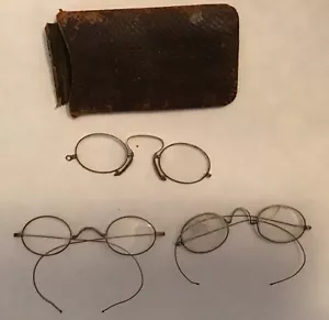 3 Paar antike Brillen/Brillen ~ viktorianisch ~ Drahtrand aus der Bürgerkriegszeit - wie besehen - Bild 1 von 8