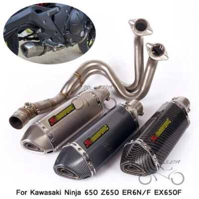 For Kawasaki Ninja 650 EX650 ER6F Full System Exhaust Tips Muffler Header Pipe - Image 1 of 4