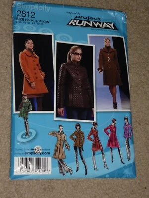 Project Runway Simplicity Sewing Pattern, Coat w/ Collar, Sz 14 - 22 UNCUT - Image 1 of 4