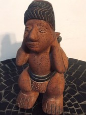 Inca Maya Aztec Clay MALE Statue Art Figurine 10.75"