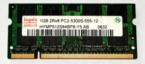 1 GB DDR2 RAM 200-pin SO-DIMM 2Rx8 PC2-5300S 'Hynix HYMP512S64BP8-Y5 AB' - Photo 1/2