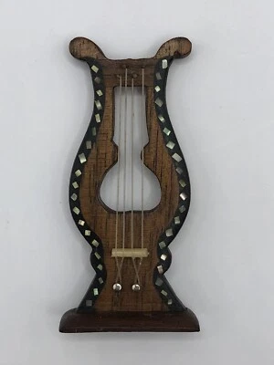 Instrument Musique Miniature Ancien Lyre Napoleon III XIXè Nacre Maison Poupées - Photo 1/4