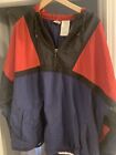 Vintage Nike Jacket Mens Xl Blue/Red Pullover 1/4 Zip Hooded Windbreaker 1994-99