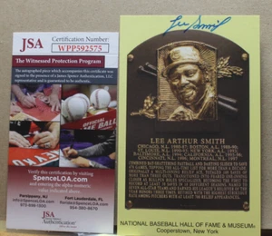 "LEE SMITH" HALL OF FAME GOLD PLAQUE POST CARD(JSA) - Picture 1 of 2