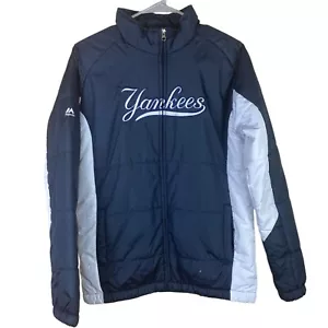 New York Yankees Jacket Youth Large Puffer Blue MLB Baseball 14/16 Majestic - Picture 1 of 6