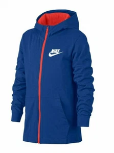 Nike Sportswear Boy Bue/Orange/White FZ Cotton Hoodie (AA6628-439) Size L NWT - Picture 1 of 4