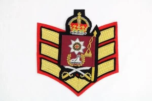 COLDSTREAM GUARDS COLOUR SERGEANT GOLD BRAID RANK STRIPES BADGE KING CROWN - Foto 1 di 4