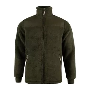 Jack Pyke Sherpa Fleece Jacket Gen 2 Dark Olive Men's Full Zip Fluffy Dark Green - Picture 1 of 3