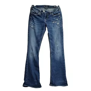 Silver Jeans Tuesday Damen 28 x 31 Distressed Medium Wash Stickerei Bootcut - Bild 1 von 15