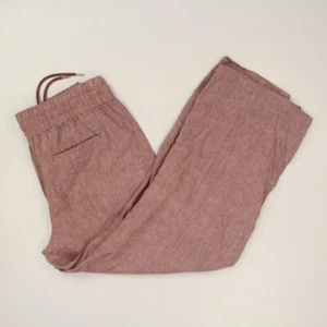 Athleta Womens Cabo 100% Linen Wide Leg Pull-on Pants Size 14 Red Pockets 447244 - Picture 1 of 10