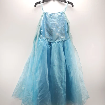 Disney Store Elsa Frozen Vestido Niñas 9/10 Copo de Nieve Lentejuelas Disfraz Vestido Princesa Foto 1 de 4