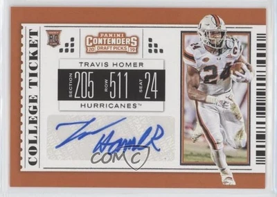 2019 Panini Contenders Draft Picks College Ticket Travis Homer Rookie Auto RC - Image 1 of 2