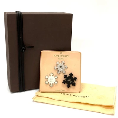 LOUIS VUITTON Brooch Pin Badge Monogram Snowflake Set of 3 Plastic Metal Japan - Image 1 of 4