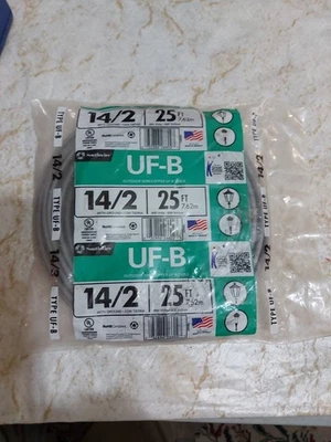 25 Ft. 14/2 Gray Solid UF-B W/G Wire - Image 1 of 2