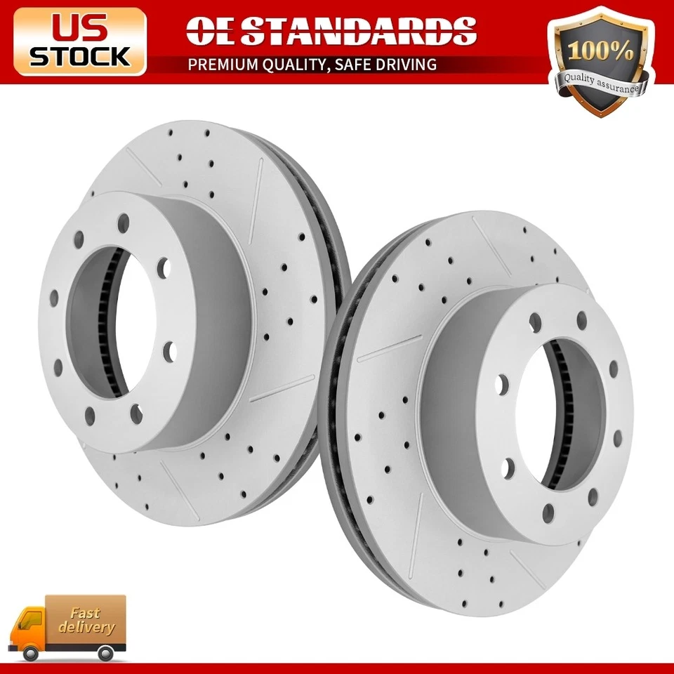 Rotores perforados de disco delantero 8 tacos 4x4 para Ford F-250 F-350 Super Duty 2013-2025 Foto 1 de 4