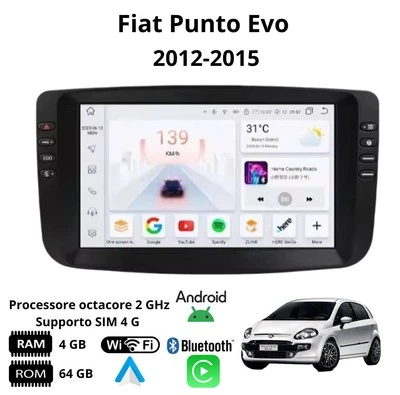 Autoradio stereo Android 10 Pollici per Fiat Punto Evo 2012 al 2015 - Immagine 1 di 4
