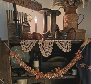 36.5"W PRIMITIVE RUSTIC OLD CABIN CORDED DRIED SWEET POTATO FALL SWAG - Picture 1 of 2