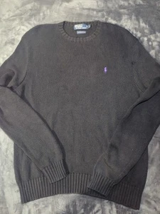 Vintage Polo Ralph Lauren Pima Cotton Sweater 100% Mens L Long Sleeve Black - Picture 1 of 8