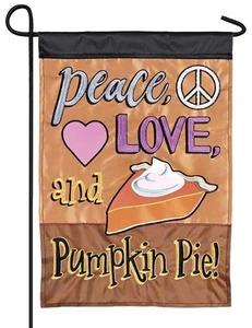 Pastel Paz Amor y Calabaza Doble Aplique Jardín Bandera - Imagen 1 de 1