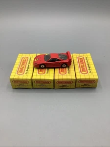 (4) NOS Vintage Matchbox 1988 Ferrari F40 Diecast Car Red 1:59 Scale W/Boxes - Picture 1 of 6