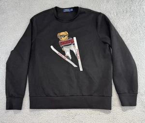 Polo Ralph Lauren Limited Edition Black Crewneck Sweatshirt Ski Bear Size L - Picture 1 of 18