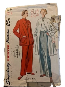 Vintage Simplicity Pattern 3354 Eye & Hook Pajamas Set Mandarin Collar UNCUT - Picture 1 of 2