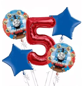 Thomas the Tank Balloon Bouquet 5th Birthday 5 pcs - Party Supplies - Picture 1 of 1