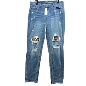 New NY&C SOHO Women Stretch Distressed Curvy Boyfriend Denim Jeans Size 10 1 - Picture 1 of 12