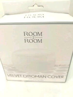 Room 2 Room Velvet Ottoman Cover WHITE 20.5" Diameter X 11" High - Image 1 of 4