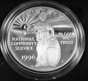 Community Service 1996-S 90 % Silver Dollar Proof  w/ Box + COA - Picture 1 of 3