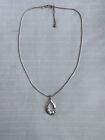 Italy Sterling Silver Cultured Pearl Open Teardrop Pendant Necklace