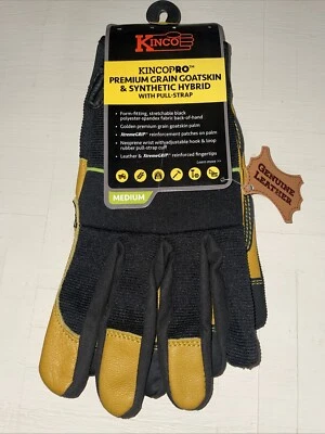 New Kinco Pro Premium Grain Goatskin Leather & Synthetic Hybrid Work Gloves MED. - Image 1 of 4