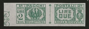1944 Repubblica sociale RSI - 2 L. Pacchi postali senza fasci non dentellato MNH - Picture 1 of 1