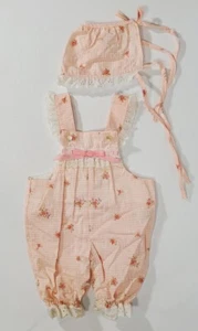 Vintage Setsationals by Stone Toddler Romper & Bonnet Pink Floral Lace 0-3 mo - Picture 1 of 6