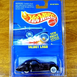 Hot Wheels Blue Card Talbot Lago Metallic Black WW Whitewall 250 Malaysia 1993 - Picture 1 of 4