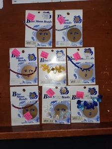 vintage blue moon beads Czech Republic 8 pcs NEW - Picture 1 of 1