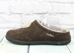 LL Bean Women’s Brown Wool Slip On Daybreak Scuffs Lined Slippers Size 10 Medium