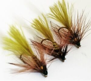 Quality Trout Flies - Qty 3 Twin Hackle Olive Damsel Lures - #8 L/S Hooks (New)