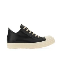 RICK OWENS - LEATHER SNEAKERS WHITE/BLACK - Picture 1 of 3