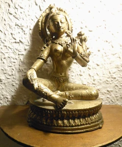 Indische Göttin weisse Tara Messing 800 Gramm 20cm x 11cm 800 Gramm - Bild 1 von 3