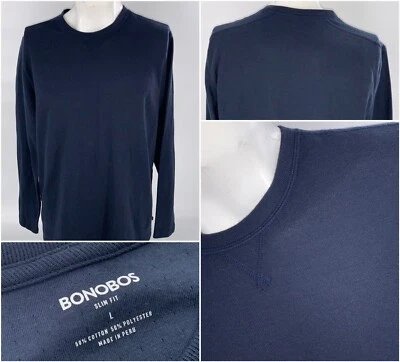 Suéter pulôver masculino Bonobos L azul algodão poli slim fit tripulação Peru YGI B3-10 - Imagem 1 de 4