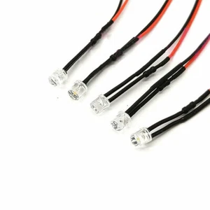 Pre-Wired 5mm Flat Top Wide Angle LEDs Ultra Bright 3V 6V 9V 12V ~220V 6 Colour - Picture 1 of 5