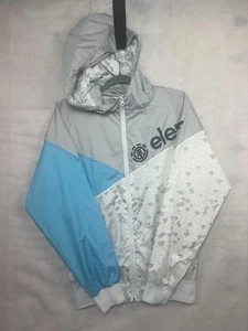 Element Men's S Windbreaker Full Zip Up Gray and Blue Lightweight Hoodie Jacket - Picture 1 of 13