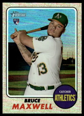 2017 Topps Heritage Chrome Refractor Bruce Maxwell RC 248/568 Athletics #584 - Image 1 of 2